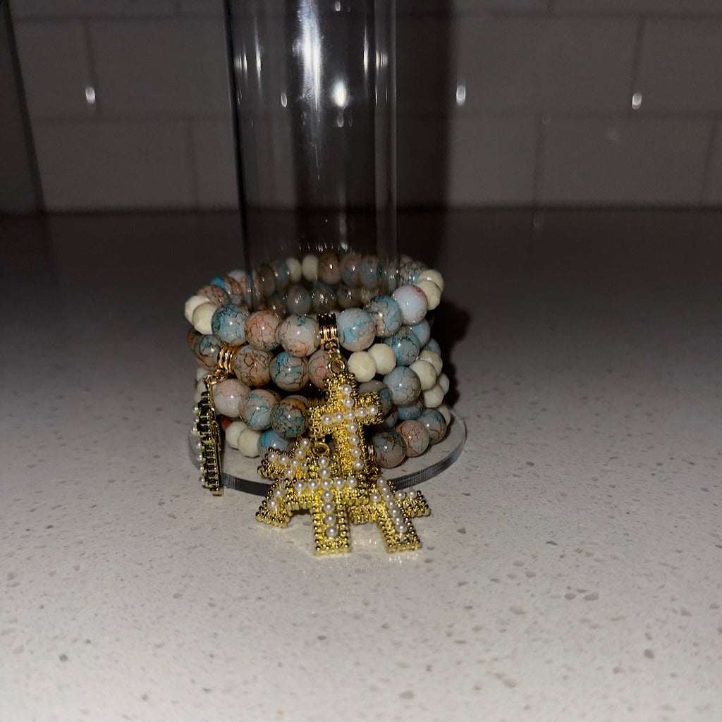 Coral Cross Beaded