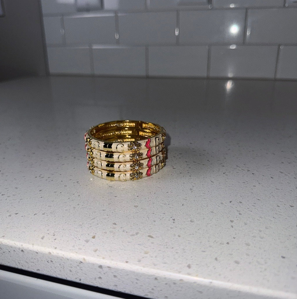 White & Pink Dynasty Bangle