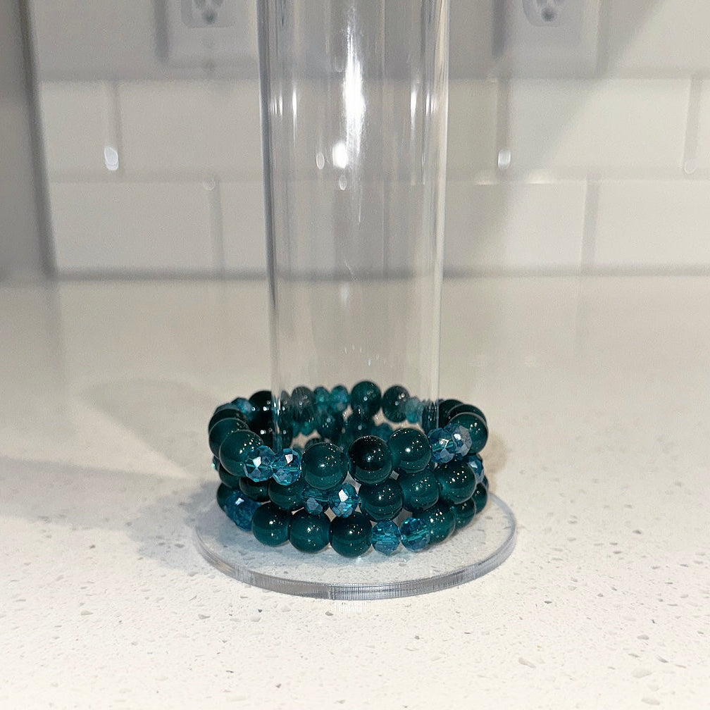 Blue Dark Green Crystal Beaded