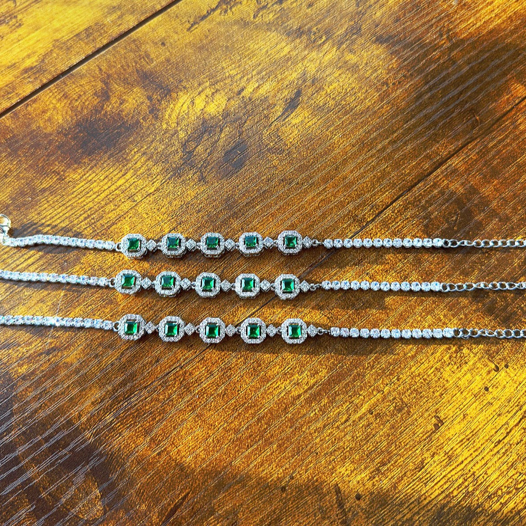 Silver and Green Bracelet