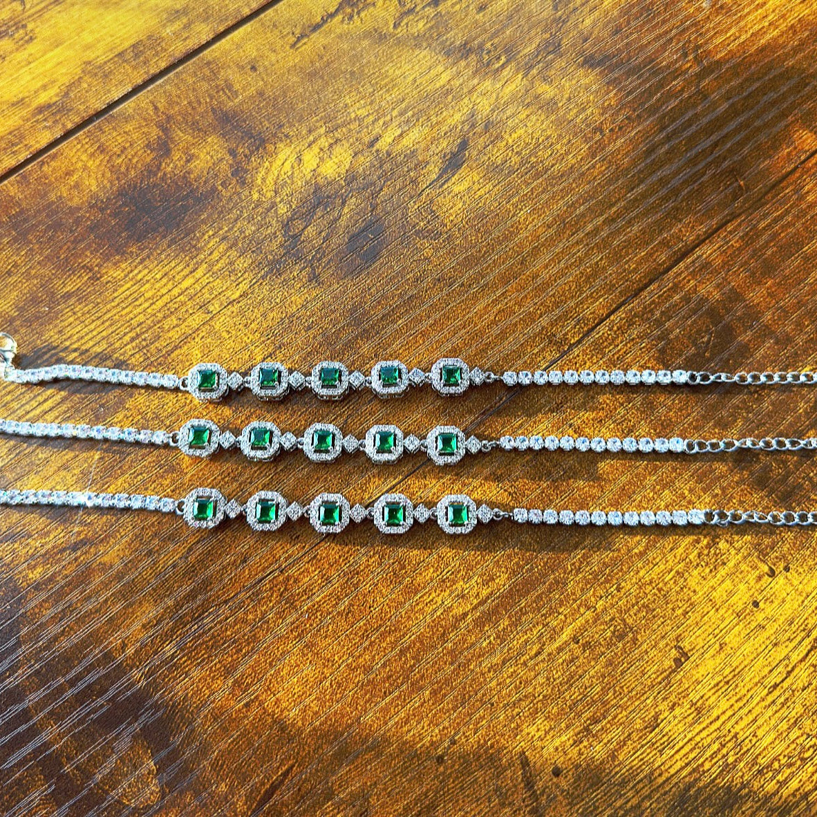 Silver and Green Bracelet