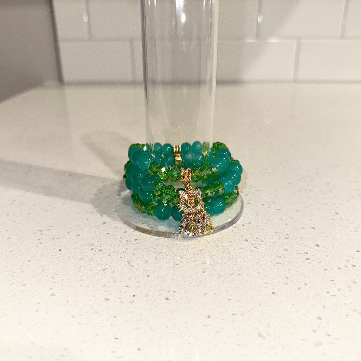 Teal Green Beaded