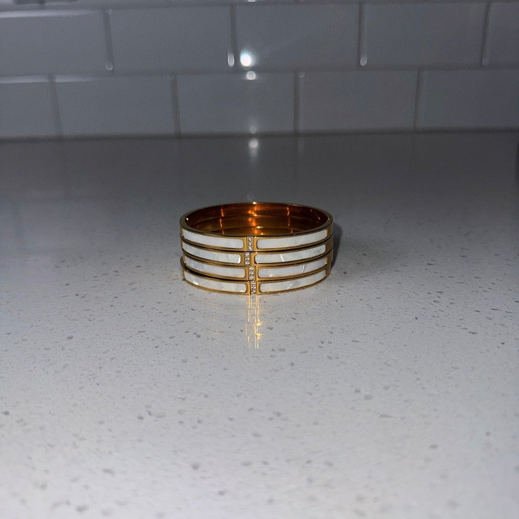 White & Gold Skinny Bangle