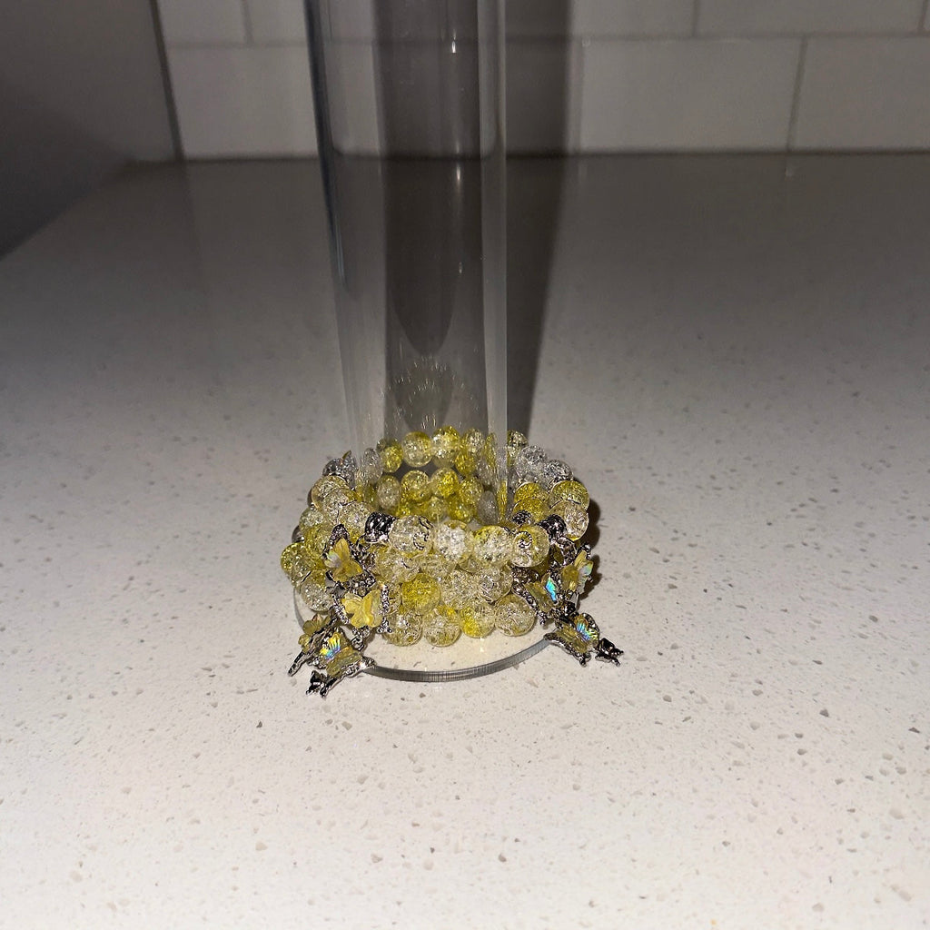 Clear Yellow Butterfly Beaded