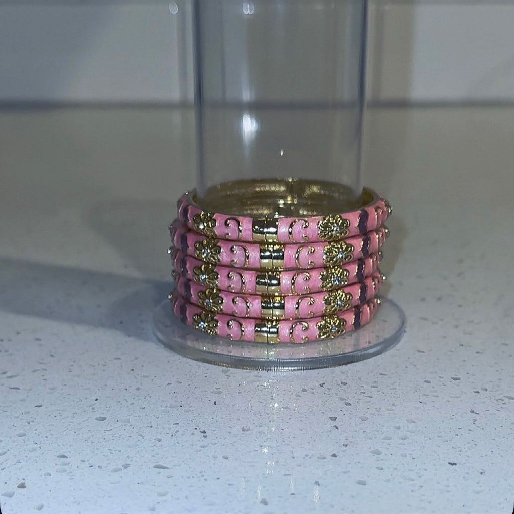 Gold and Pink Design Bangle