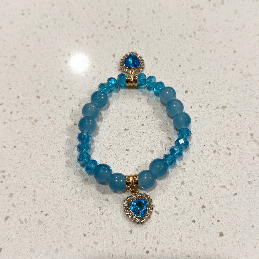 Blue Crystal Heart Beaded