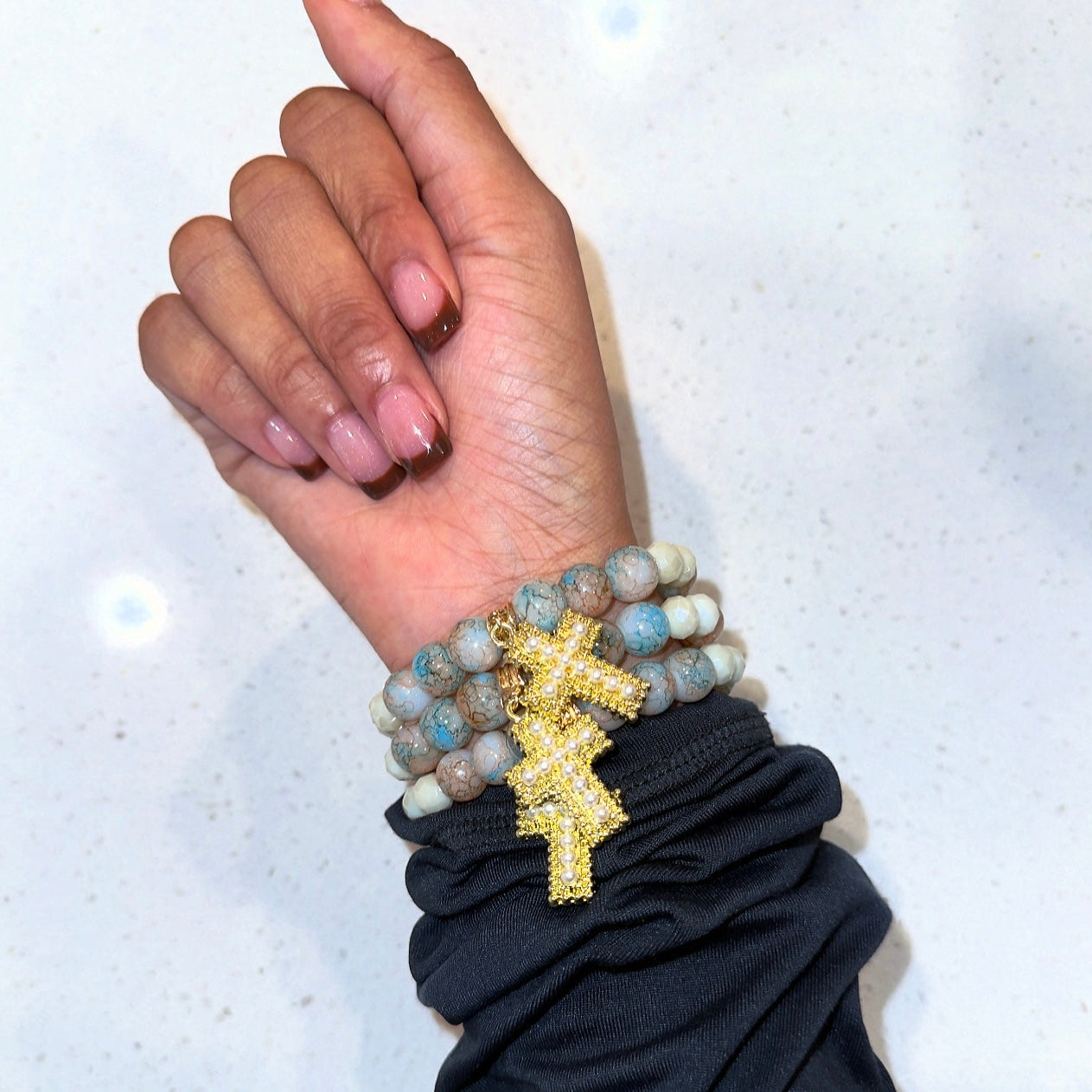 Coral Cross Beaded