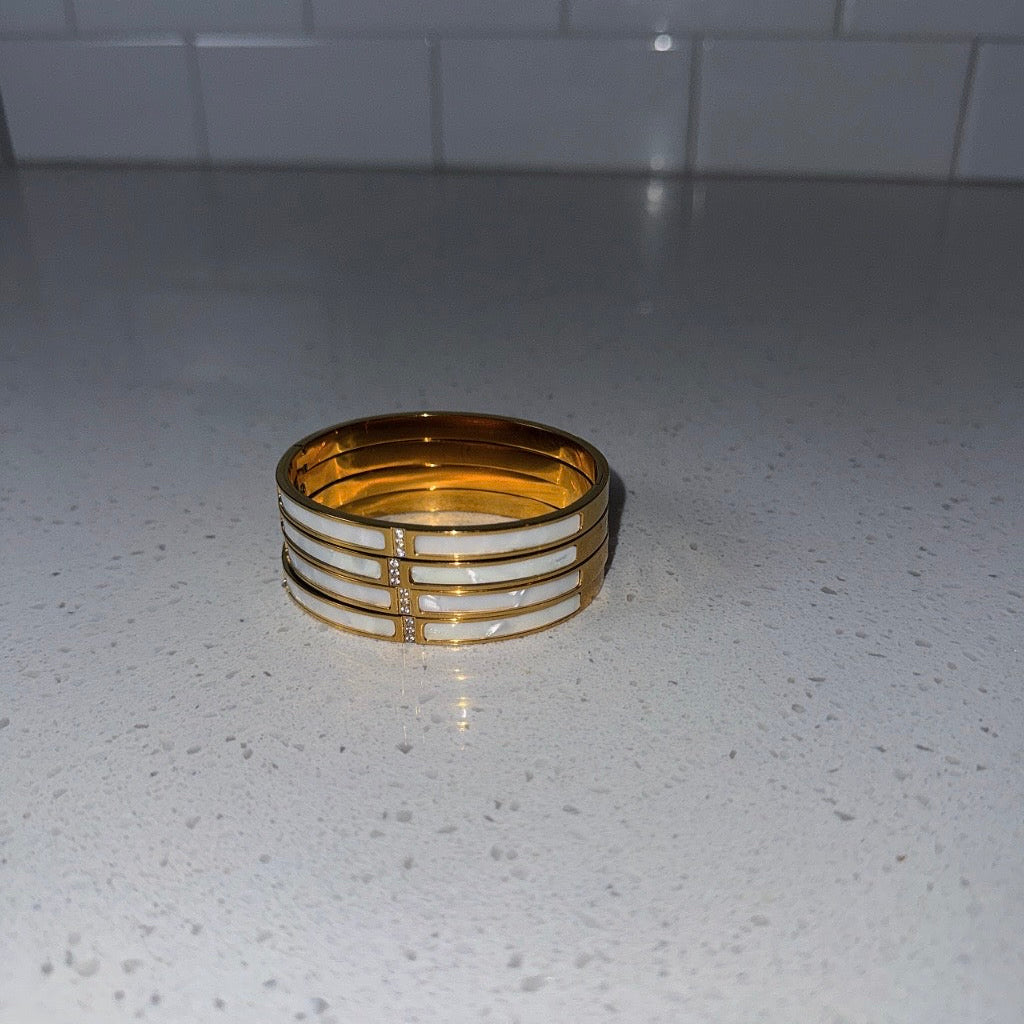 White & Gold Skinny Bangle