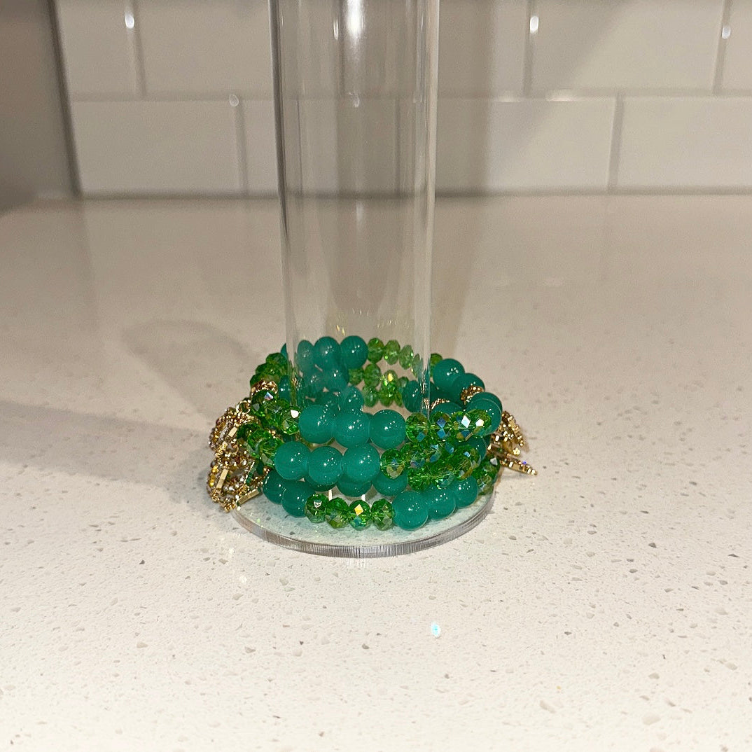 Teal Green Beaded