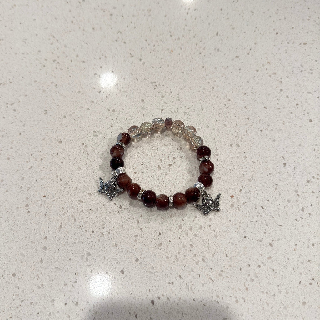 Brown and Silver Angels Beaded