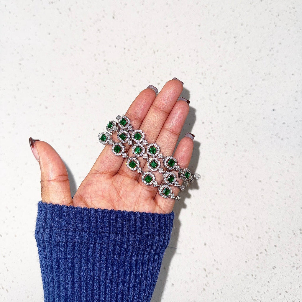 Silver and Green Bracelet