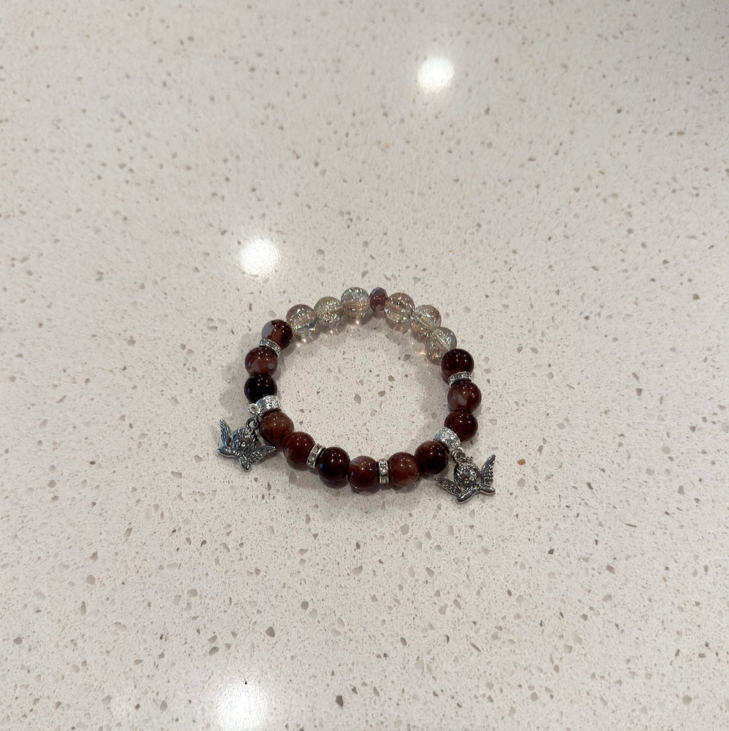 Brown and Silver Angels Beaded