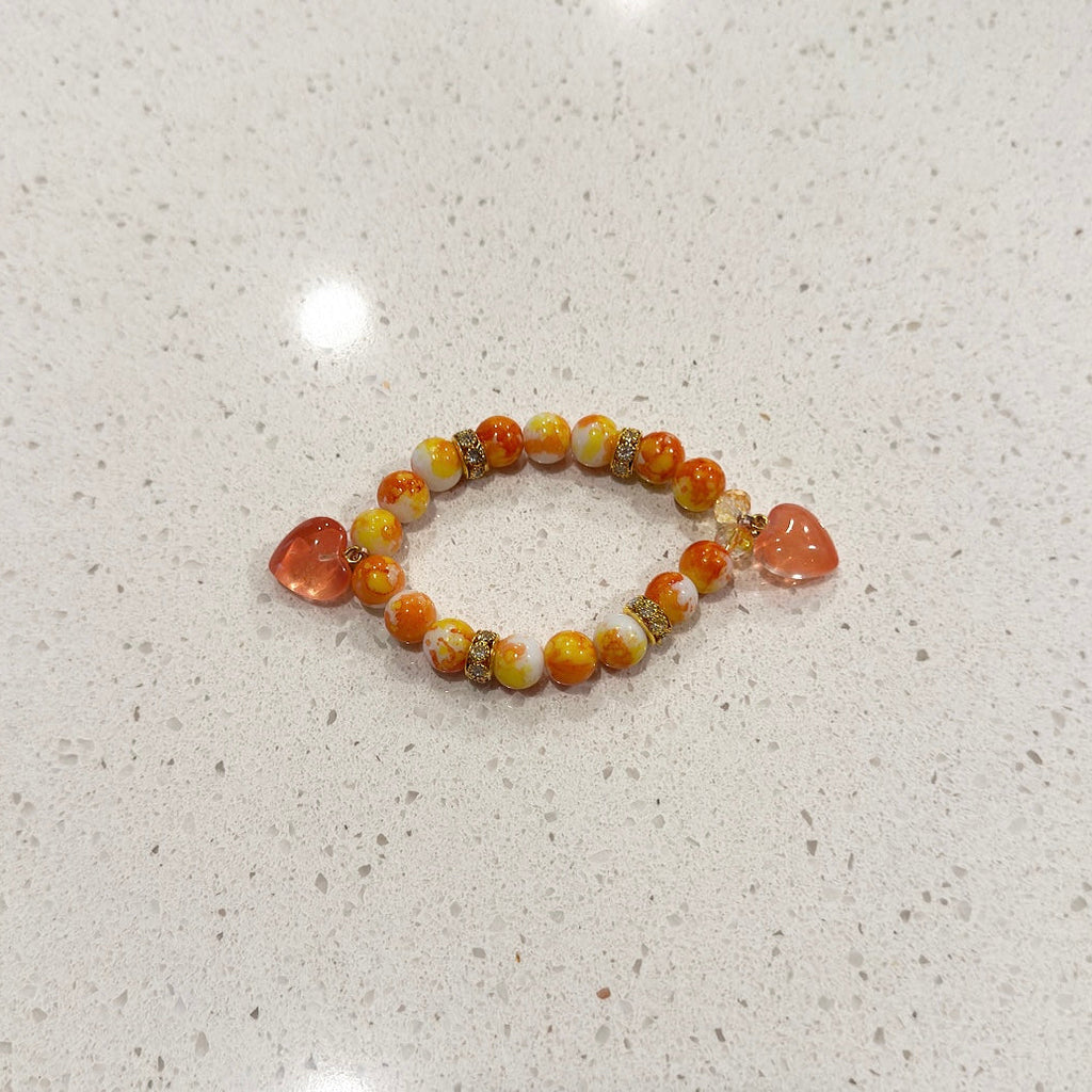 Orange Sweet Heart Beaded