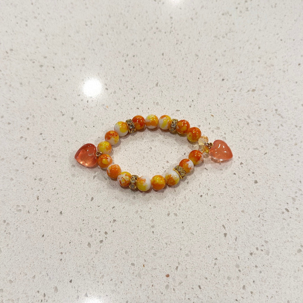 Orange Sweet Heart Beaded