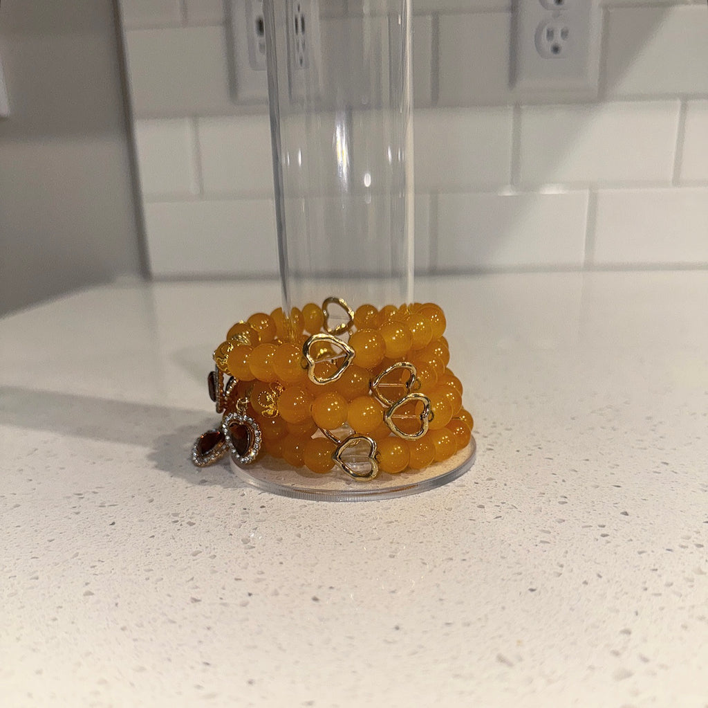 Brown Hearts Beaded
