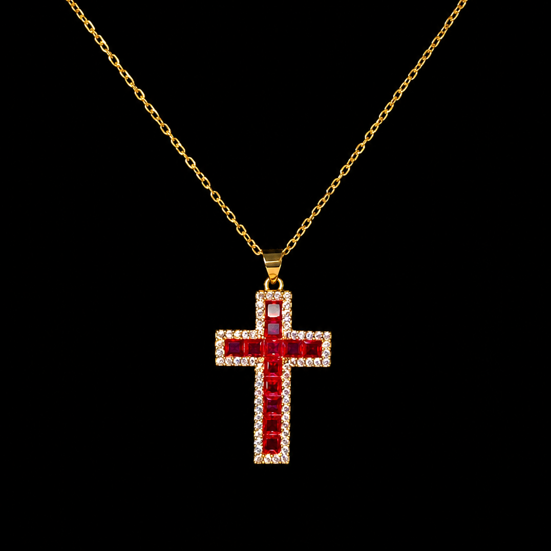 Ruby Cross Necklace